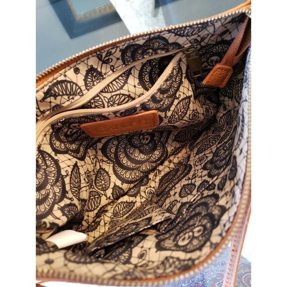 Carlos Santana Crossbody Womens Brown Polyurethane Lined Fringe Shoulder Strap - Picture 8 of 9